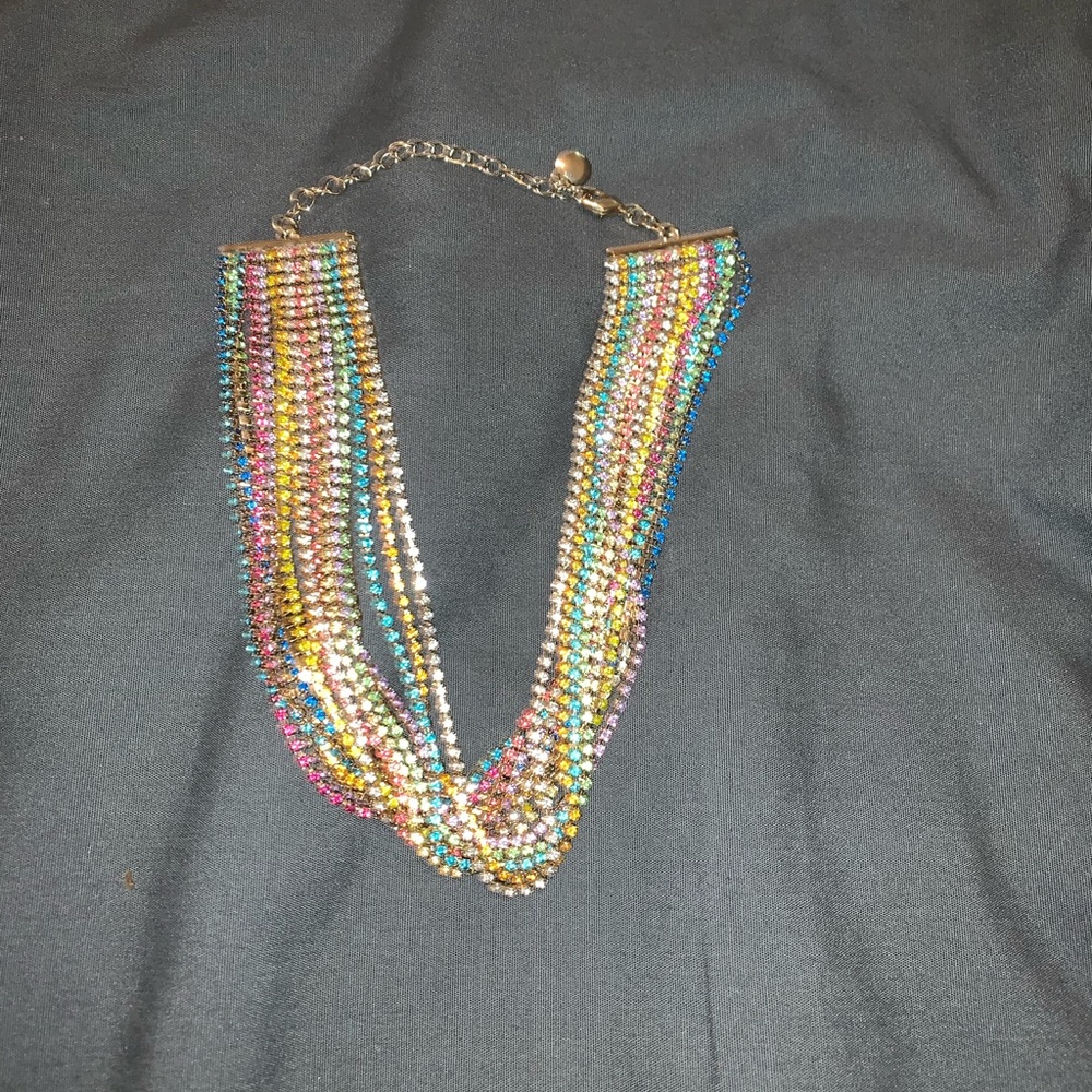 BaubleBar multistrand crystal rainbow choker